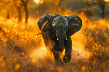 Baby elephant in motion