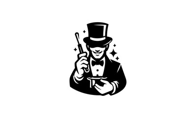 Magician mascot logo icon, vintage mascot sketch concept ,magician mascot logo icon