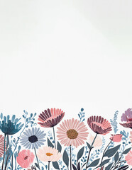 Obraz premium Mother's Day Flowers Illustration, Simple, Isolated White Background, Space for text copy