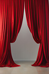 Red Curtain Against White Wall