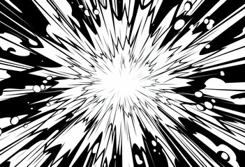 Abstract Black and White Background With Burst of Light