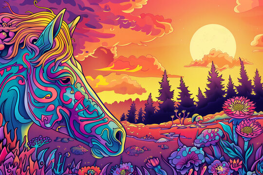 A psychedelic Horse. Generative AI