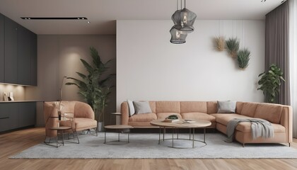 interior design for living area or reception in modern concept design/ 3d illustration,3d rendering