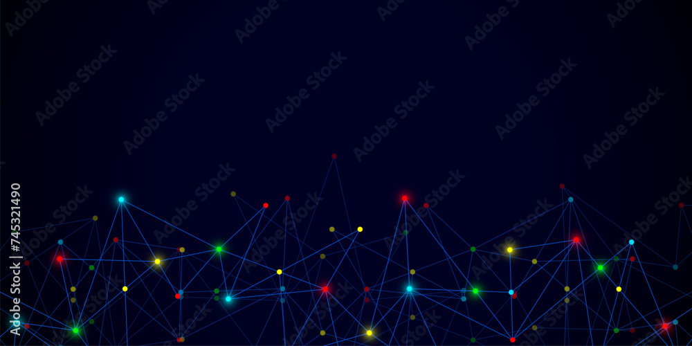 Poster abstract technology background with connecting the dots and lines. global network connection, intern