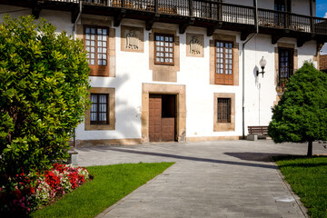 Fototapeta na wymiar Villaviciosa square, Valdes family palace. Asturias, Spain