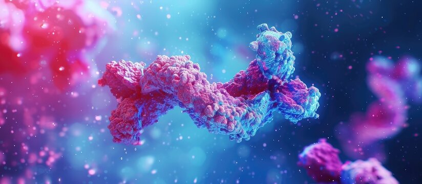 A blue and pink substance is seen floating in the air, creating a unique visual display. The colors blend seamlessly, creating an intriguing sight.