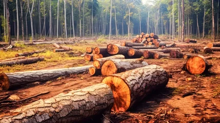 Foto op Plexiglas Rainforest devastation for oil palm plantations illustrates the pressing environmental issue of deforestation, impacting biodiversity and ecosystems. © Людмила Мазур