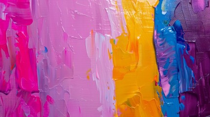   Vibrant abstract acrylic painting: neon pink, yellow, purple & blue spectrum - perfect background for creative projects