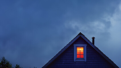 A close-up of a single illuminated window in a dark building, symbolizing the loneliness of people at night