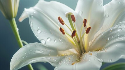 detailed macro closeup of lily flower, showcasing intricate beauty and natural elegance in outdoor garden