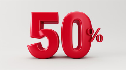 3d rendering of a 50 percent discount sign isolated on white background