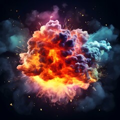 Stunning fiery explosion with intense colors against a dark backdrop