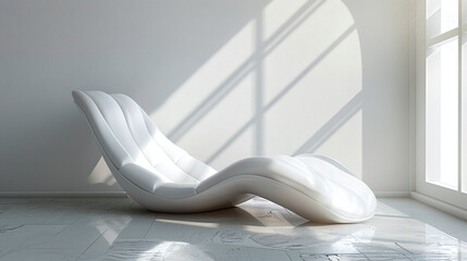 Ergonomic White Lounge Chair in Sunlit Corner