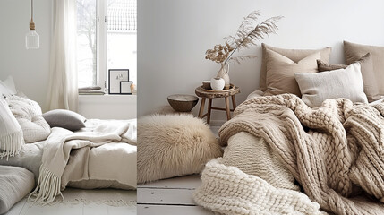 Minimalist Bedroom with Plush Textiles and Soft Natural Light
