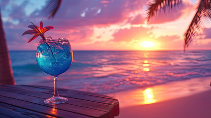 Cocktailgenuss beim Sonnenuntergang am Strand