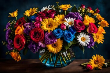 bunch of flowers , Celebrate the arrival of spring and the spirit of Mother's Day with a vibrant and colorful bouquet of various flowers