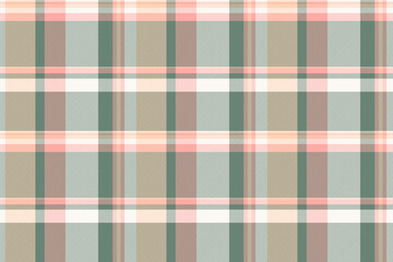 Fabric plaid textile of seamless tartan vector with a pattern check texture background.
