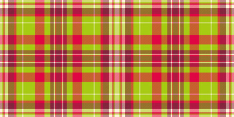 Birthday plaid vector seamless, indian pattern texture tartan. Advertising textile fabric background check in red and lime colors.