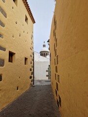 Narrow street, moorish architecture in village of Aguimes, Gran Canaria, Canary islands, Spain