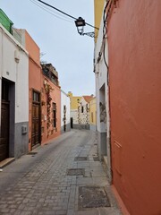 Narrow street, moorish architecture in village of Aguimes, Gran Canaria, Canary islands, Spain