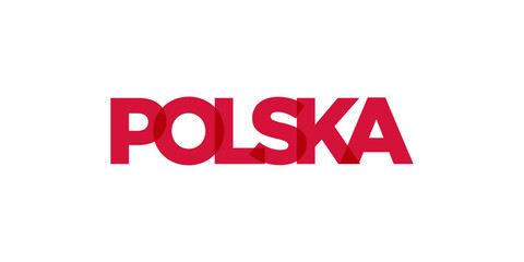 Poland emblem. The design features a geometric style, vector illustration with bold typography in a modern font. The graphic slogan lettering.