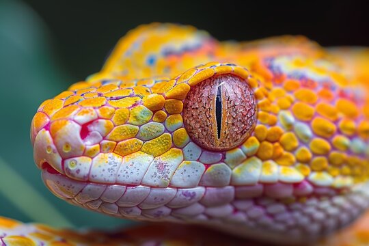Vibrant Eyed Eyelash Viper Close-up