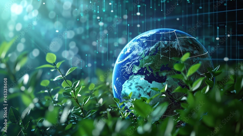 Aufkleber global warming trends highlighted on computer screen, presenting striking climate modeling data for 