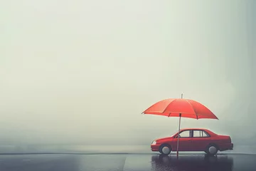 Fotobehang umbrella protection a car for concept automobile insurance © guy2men