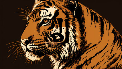 "Impressive illustration of a tiger, tiger on the prowl."