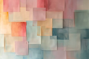 Abstract Pastel Geometric Canvas Art
Modern abstract canvas painting showcasing a collage of pastel geometric shapes blending harmoniously.
