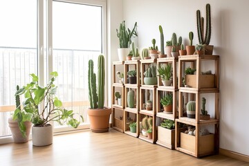Chic Cactus and Succulent Decor Ideas for Modern Apartments with Wooden Furniture and Rugs