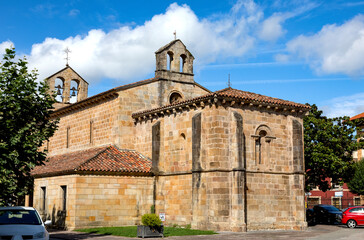 Fototapeta na wymiar Old church romanesque style Santa Maria de la Oliva in Villaviciosa, Asturias, Spain