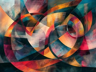 Obraz premium Modern Abstract Geometric Spiral Composition
