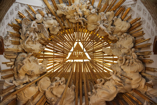 the name of God Jehovah in the church Karlskirche. Vienna, Austria