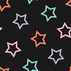 Seamless pattern with colorful big stars