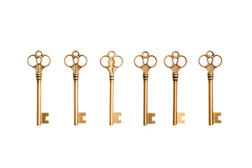 Antique Key Collection with Transparent Background Isolated on Transparent Background