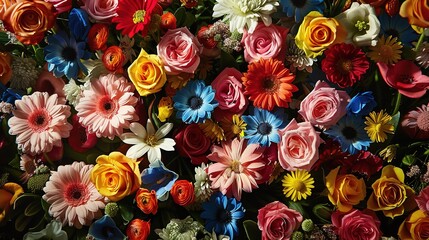 Naklejka premium Background of fresh bright fresh summer and spring flowers. Flower card or invitation