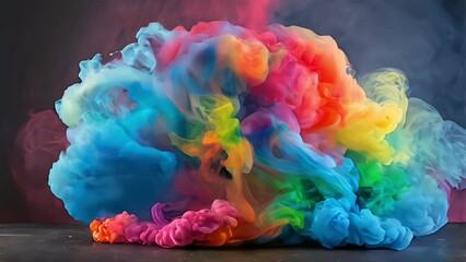 creative colorful visual effect abstract rainbow gas smoke waves, holi festival celebration - Powered by Adobe