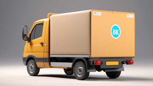 Commercial delivery van on isolate background with shadow 3d render. Delivery Service Concept