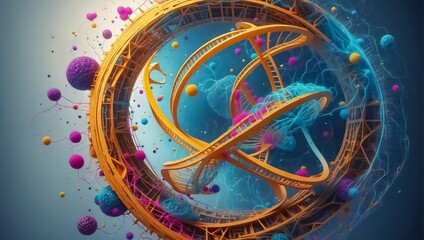 Fototapeta premium Integration of Artificial Intelligence (AI) in Healthcare, Featuring a DNA Double Helix Intricately Intertwined with Digital AI Elements. AI DNA. AI Healthcare Integration.