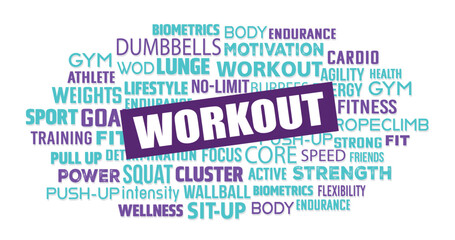 Workout gym word cloud keyword concept