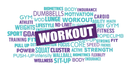 Fotobehang Workout gym word cloud keyword concept © juliedeshaies