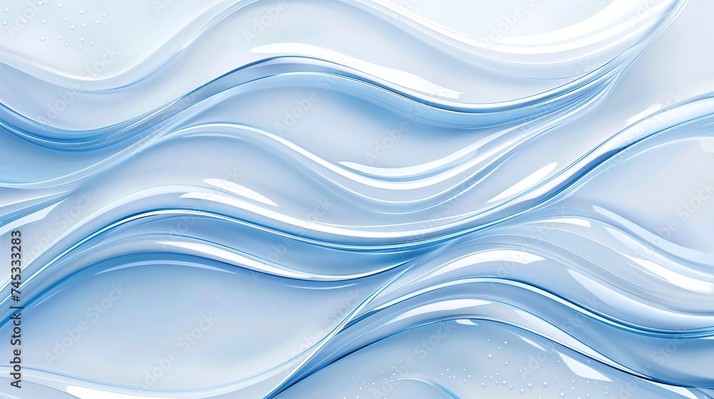 Poster fluid motion and dynamic curves blend in an abstract background with blue wavy stripes and vibrant d