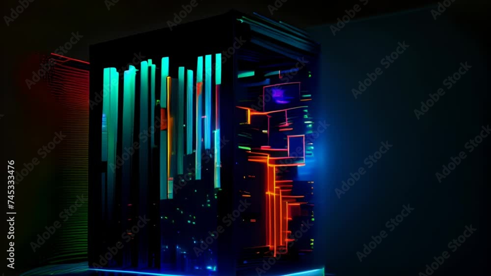Aufkleber Big data abstract concept with data clusters collected by server. Digital sorting and management concept