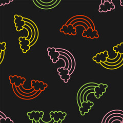 Seamless pattern with colorful rainbow clouds