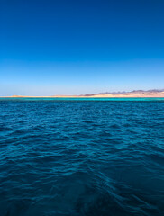 Amazing view horizon line Egypt. panoramic overlook blue sea surface far from coast.