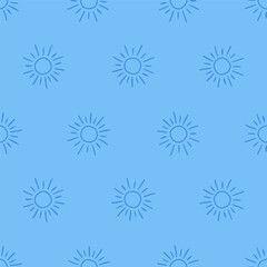Blue seamless pattern with blue sun