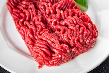minced meat beef meat tasty fresh eating cooking meal food snack on the table copy space food...