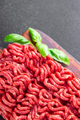 minced meat beef meat tasty fresh eating cooking meal food snack on the table copy space food background rustic top view
