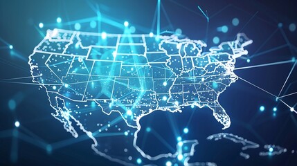 virtual community connecting worldwide with united states map as central focal point in global communication concept